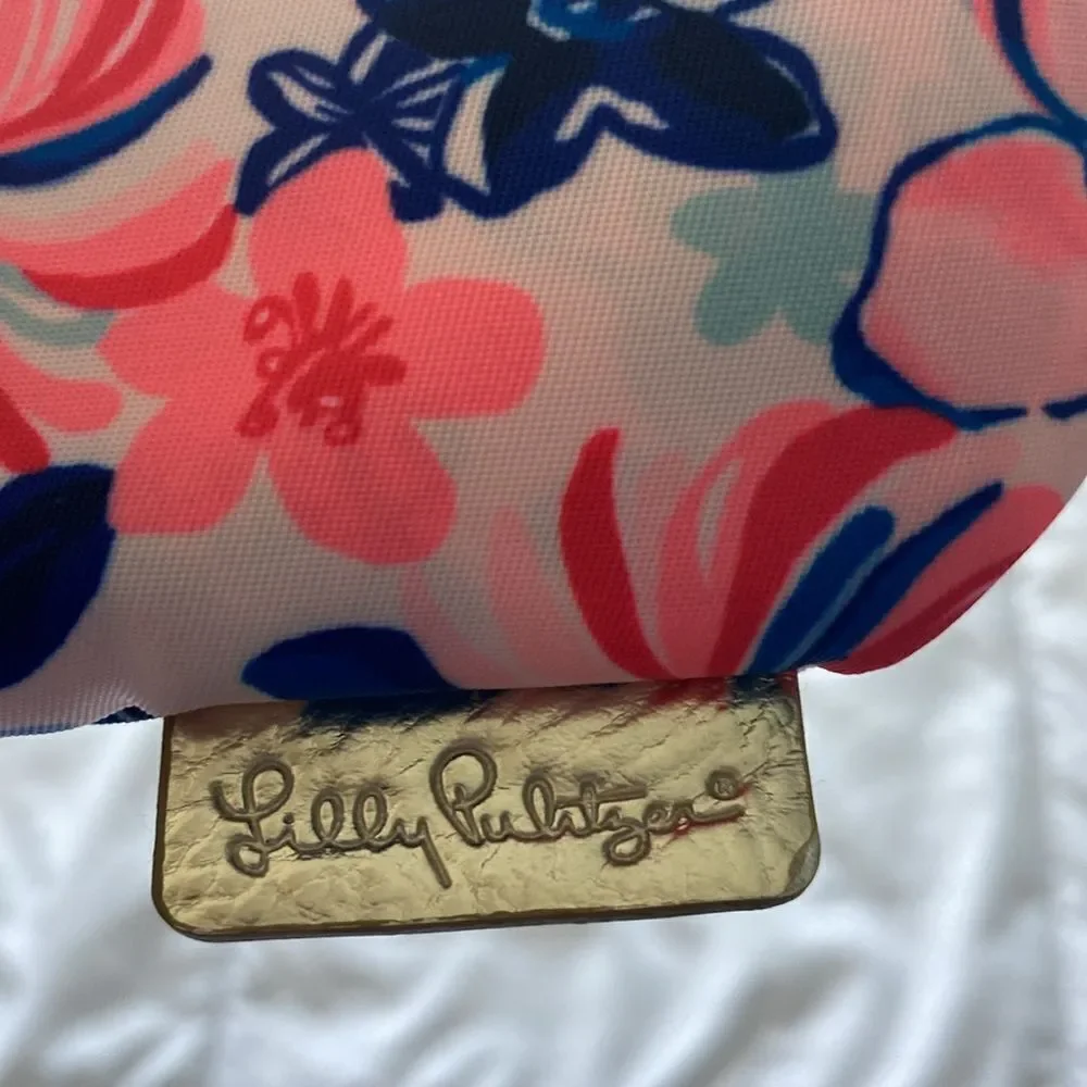 Lilly Pulitzer - blue and pink with gold hardware small wristlet- like new